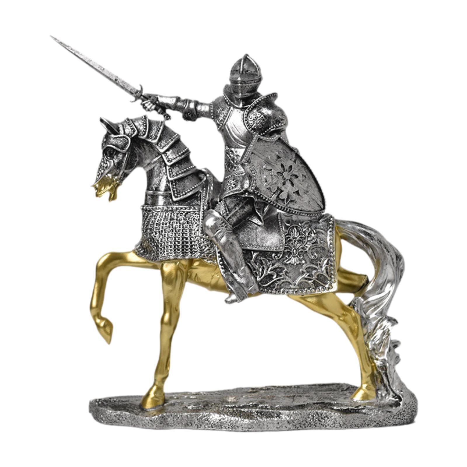Resin Art Table Top - Estátua de cavalo de cavaleiro retrô