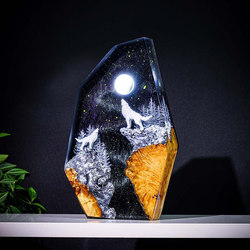 Resin Art Table - Luminária de Mesa de Resina com