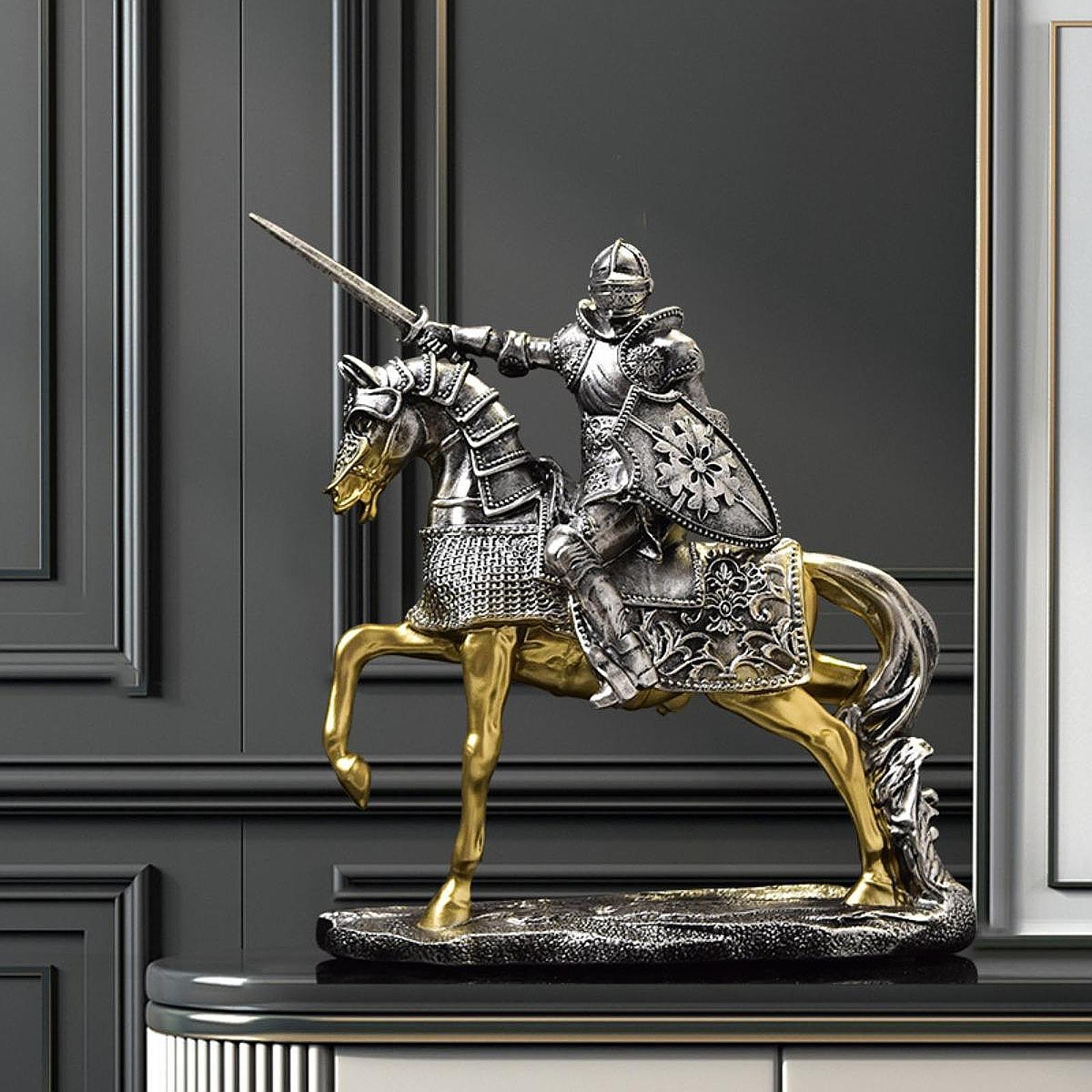 Resin Art Table Top - Cavaleiro cavalo estátua retro arte peça